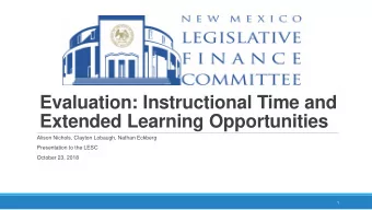 Evaluation: Instructional Time and  Extended Learning Opportunities  Alison Nichols, Clayton