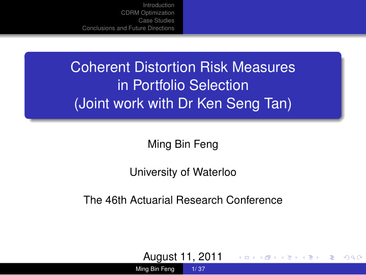 coherent distortion risk measures in portfolio selection