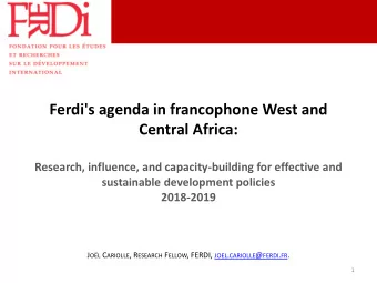 J OL C ARIOLLE , R ESEARCH F ELLOW , FERDI, JOEL . CARIOLLE @ FERDI . FR .  1  General