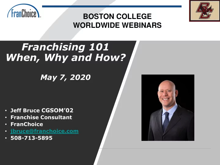 franchising 101 when why and how