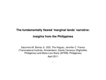 argument:    the narrative about the existence of available marginal lands  defined as thinly
