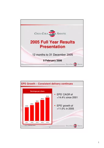 2005 Full Year Results  Presentation  12 months to 31 December 2005  9 February 2006  1  EPS Growth