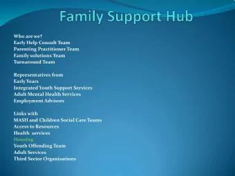 Who are we?  Early Help Consult Team  Parenting Practitioner Team  Family solutions Team
