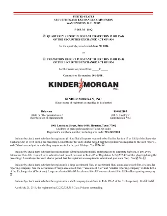 KINDER MORGAN, INC.  (Exact name of registrant as specified in its charter)  Delaware  80-0682103