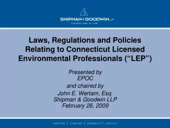 Laws, Regulations and Policies  Relating to Connecticut Licensed  Environmental Professionals
