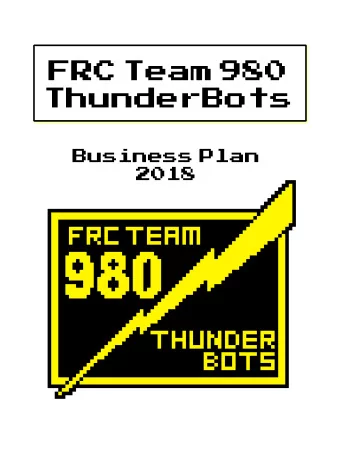 FRC Team 980  ThunderBots Business Plan  2018  Contents  Sponsors  3  Mission and Vision Statements
