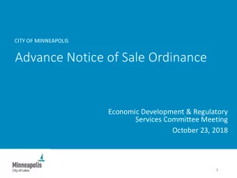 Advance Notice of Sale Ordinance  Economic Development &amp; Regulatory  Services Committee Meeting