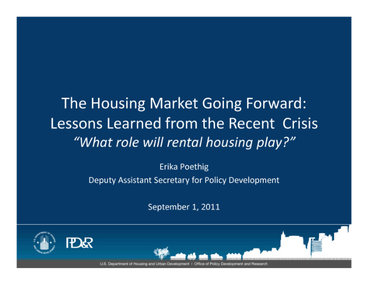 the housing market going forward lessons learned from the