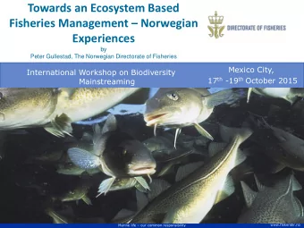 Mexico City,  International Workshop on Biodiversity 17 th -19 th October 2015  Mainstreaming