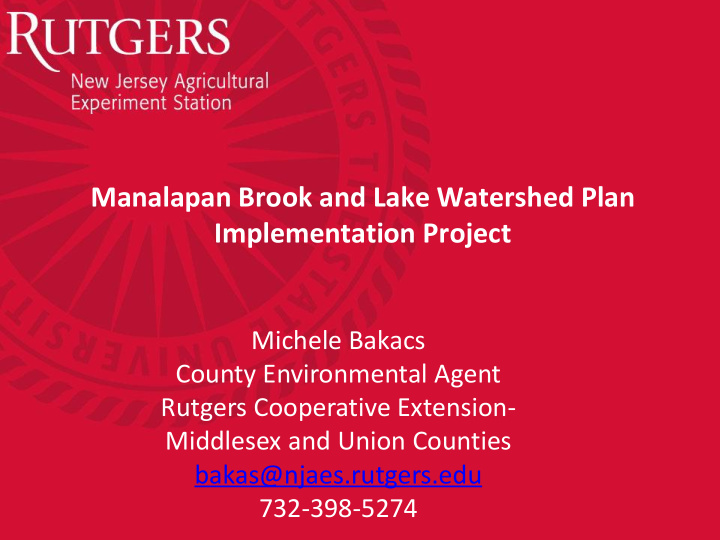 manalapan brook and lake watershed plan