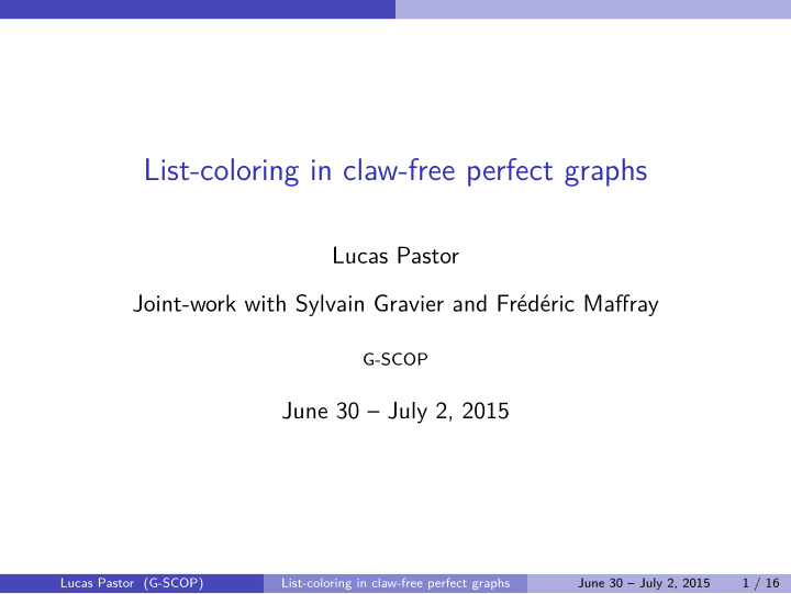 list coloring in claw free perfect graphs
