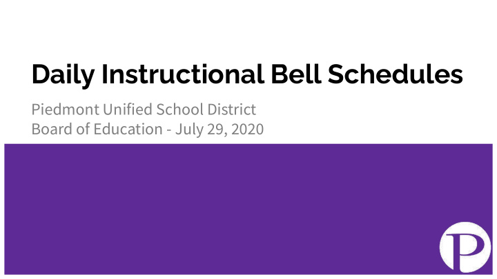 daily instructional bell schedules