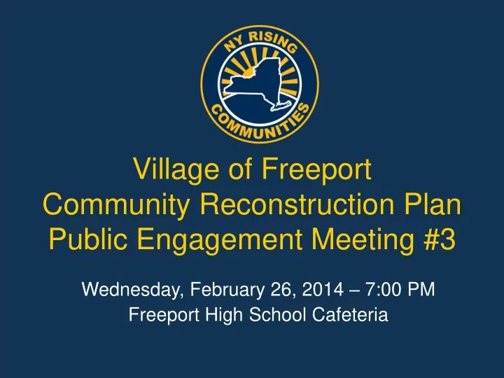 community reconstruction plan