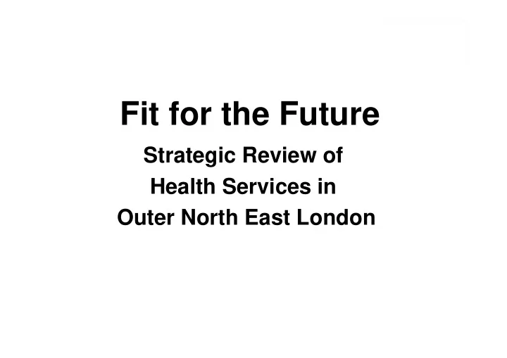fit for the future
