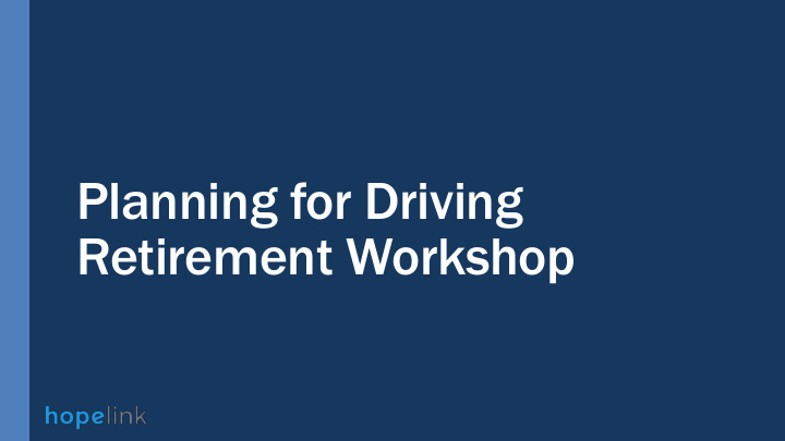 retirement workshop workshop speakers