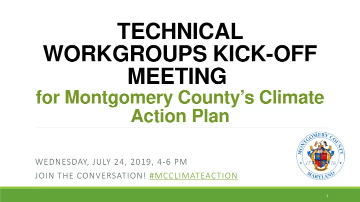 technical workgroups kick off meeting