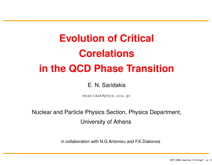 evolution of critical corelations in the qcd phase