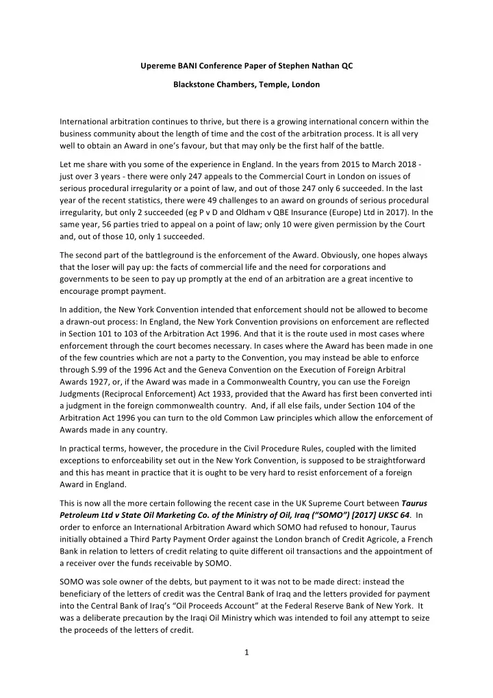 upereme bani conference paper of stephen nathan qc