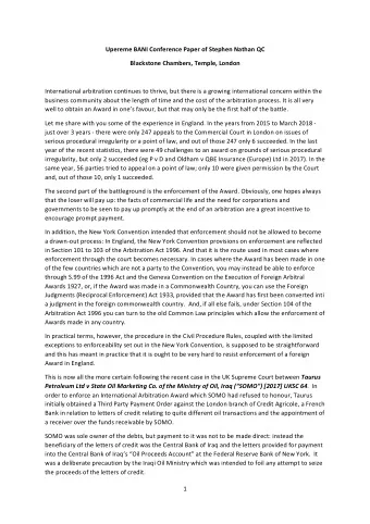 Upereme BANI Conference Paper of Stephen Nathan QC  Blackstone Chambers, Temple, London