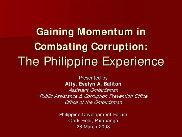 the philippine experience the philippine experience