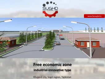 Free economic zone  industrial-innovative type  Khujand city, Sogd region, Tajikistan  Free