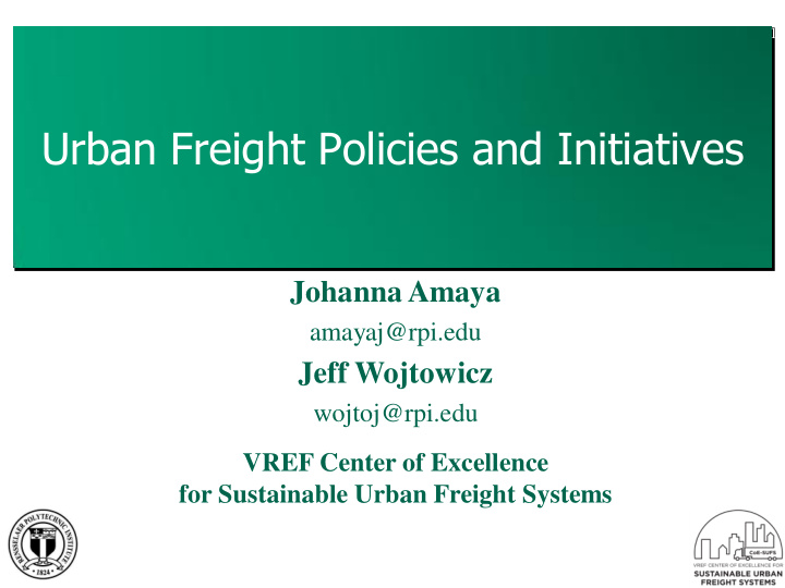urban freight policies and initiatives