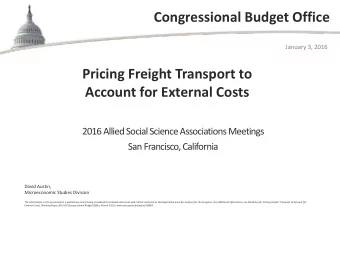 Congressional Budget Office  January 3, 2016 Pricing Freight Transport to   Account for External