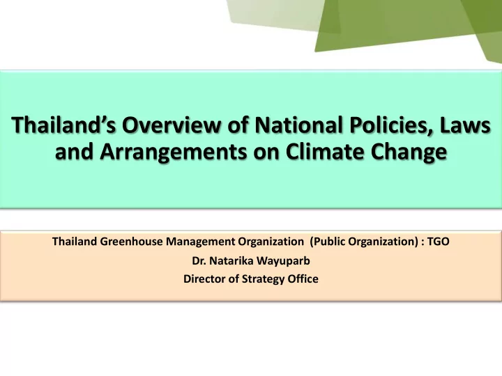 thailand s overview of national policies laws