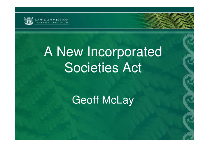 a new incorporated p societies act