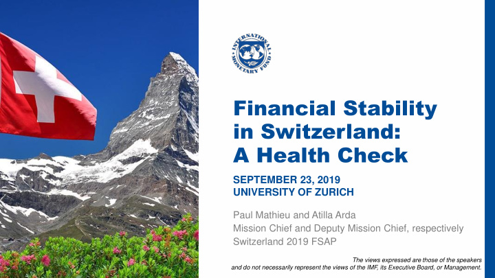 financial stability in switzerland a health check