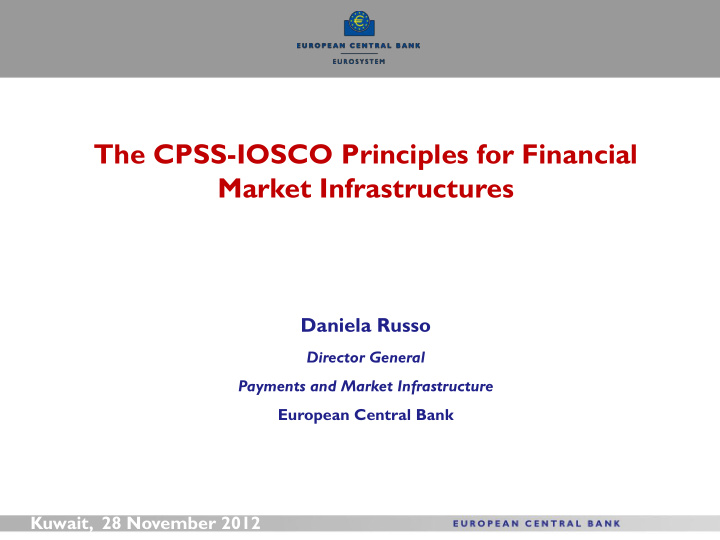 the cpss iosco principles for financial market