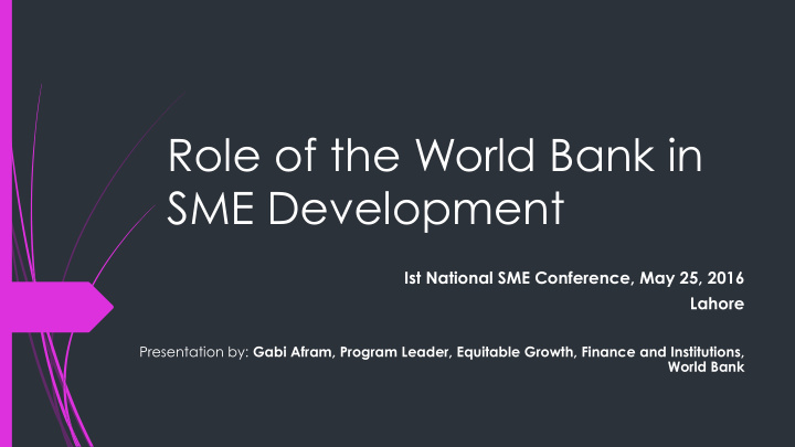 role of the world bank in sme development