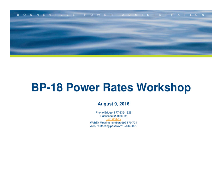 bp 18 power rates workshop