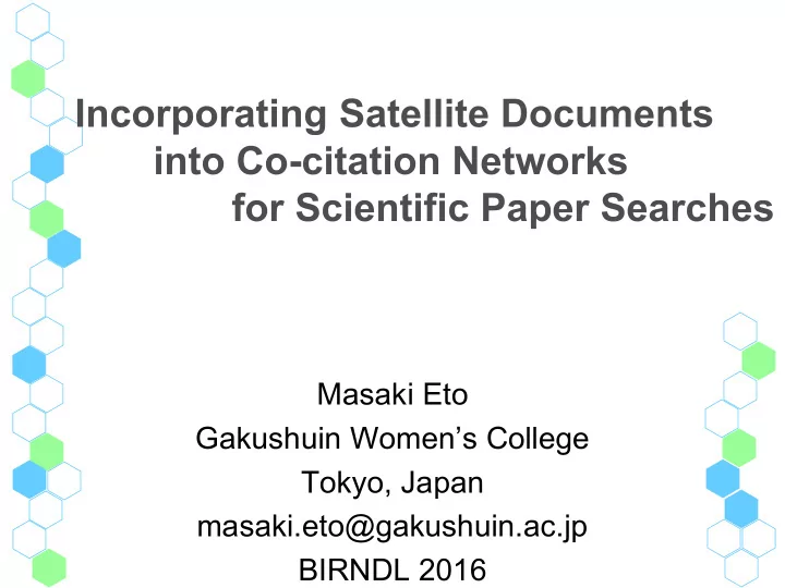 into co citation networks