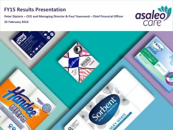 FY15 Results Presentation Peter Diplaris  CEO and Managing Director &amp; Paul Townsend