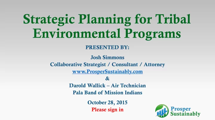 strategic planning for tribal environmental programs