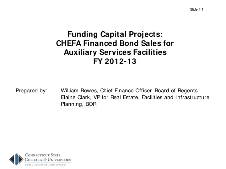 funding capital projects chefa financed bond sales for