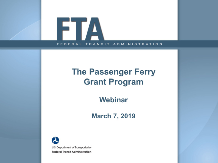 the passenger ferry grant program