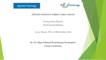 Applied Geology  APPLIED GEOLOGY SUBJECT AREA GROUP  Tuning Africa Phase II  Third General Meeting