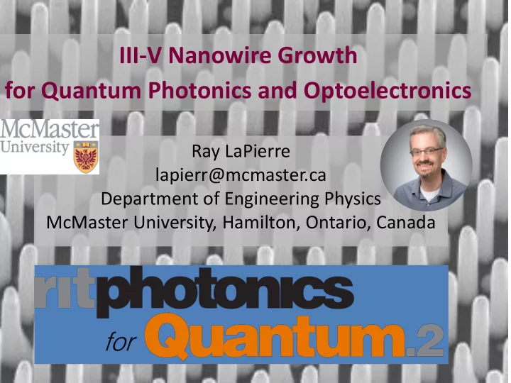 iii v nanowire growth for quantum photonics and