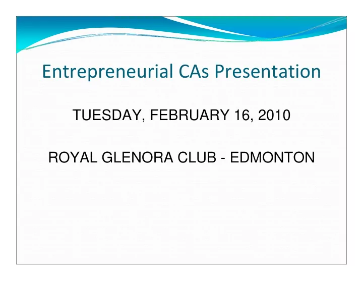 entrepreneurial cas presentation
