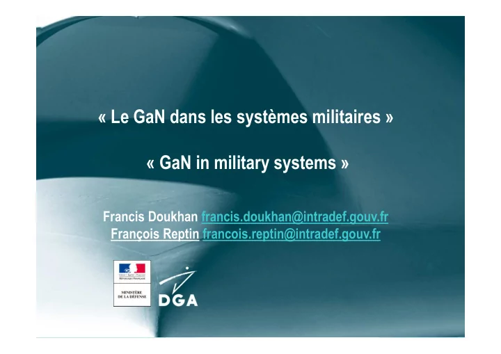 le gan dans les syst mes militaires gan in military