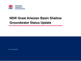 NSW Great Artesian Basin Shallow  Groundwater Status Update 6 th &amp; 7 th August 2019  Water