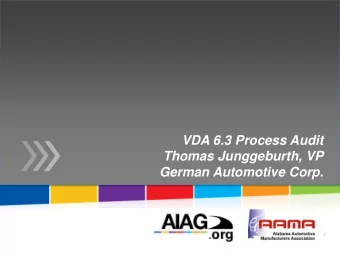 VDA 6.3 Process Audit  Thomas Junggeburth, VP  German Automotive Corp.  About GAB Corporation