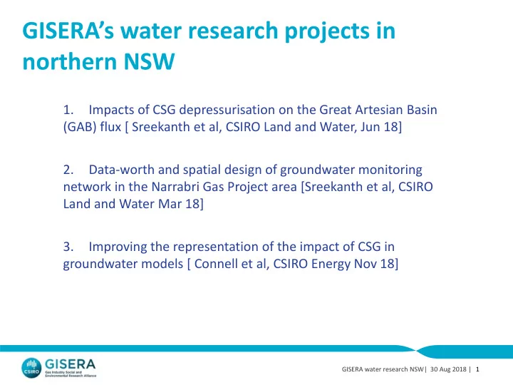 gisera s water research projects in northern nsw