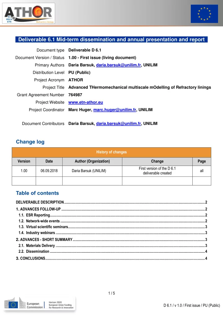 deliverable 6 1 mid term dissemination and annual
