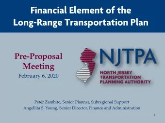 Financial Element of the  Long-Range Transportation Plan  Pre-Proposal  Meeting  February 6, 2020
