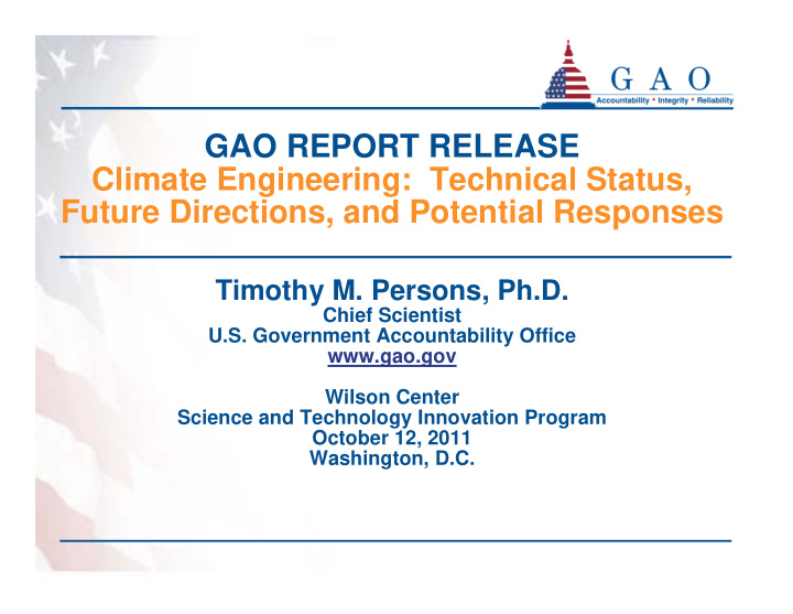 gao report release climate engineering technical status