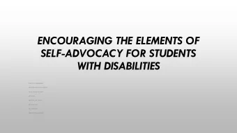 SELF-ADVOCACY FOR STUDENTS  WITH DISABILITIES  STACEY L. GARDENHIRE  GEORGIA ADVOCACY OFFICE  150