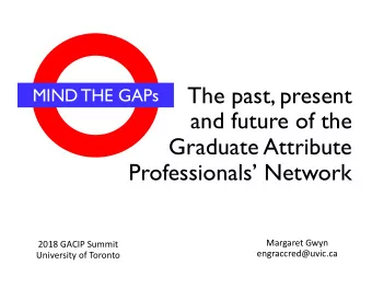 The past, present  MIND THE GAPs  and future of the  Graduate Attribute  Professionals Network